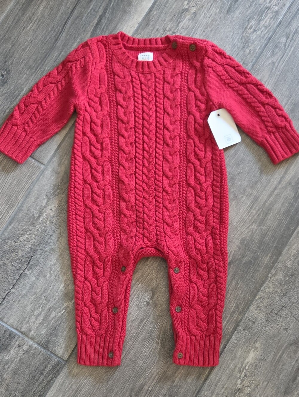 GAP Baby NWT 3-6 Months Red Cable Knit One-Piece Romper